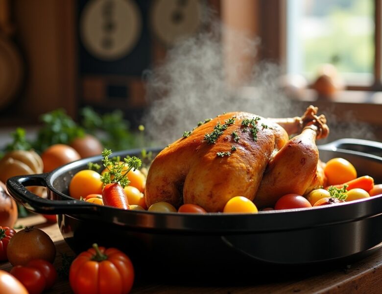 Chapon mijoté en cocotte sans four : recette savoureuse et cuisson parfaite