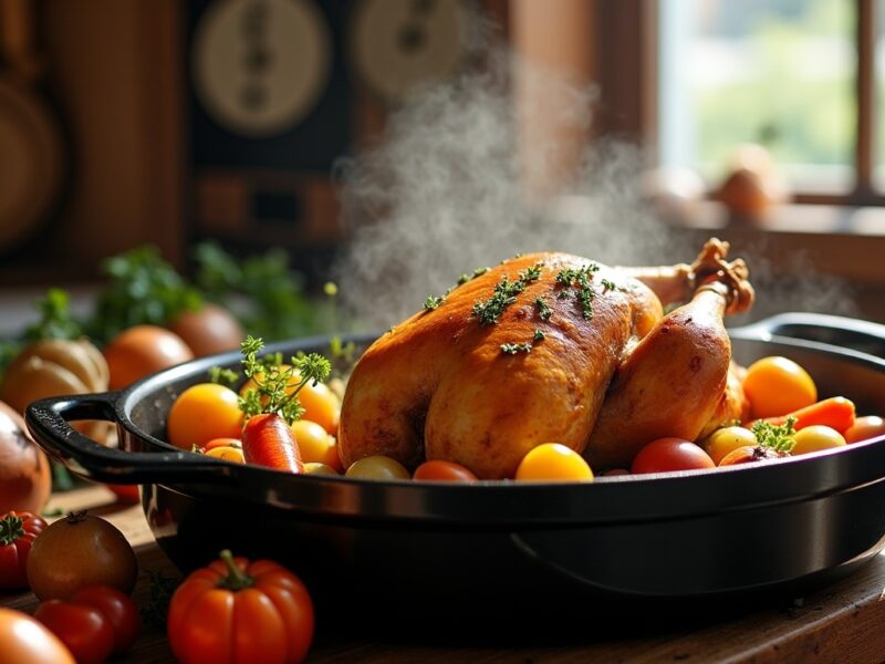 Chapon mijoté en cocotte sans four : recette savoureuse et cuisson parfaite