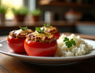 Tomates farcies gratinées au four accompagnées de riz : Une recette simple et pleine de goût