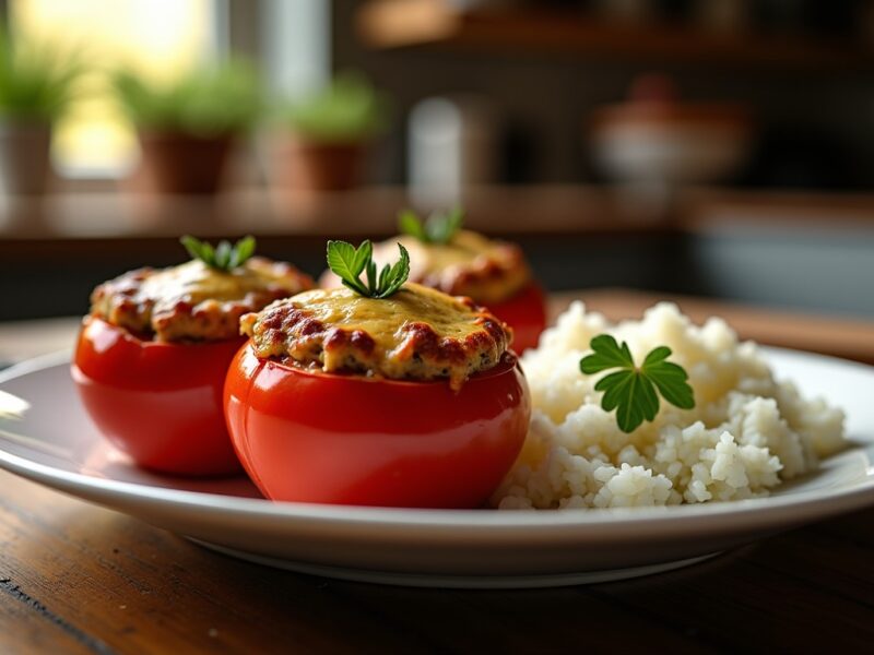 Tomates farcies gratinées au four accompagnées de riz : Une recette simple et pleine de goût