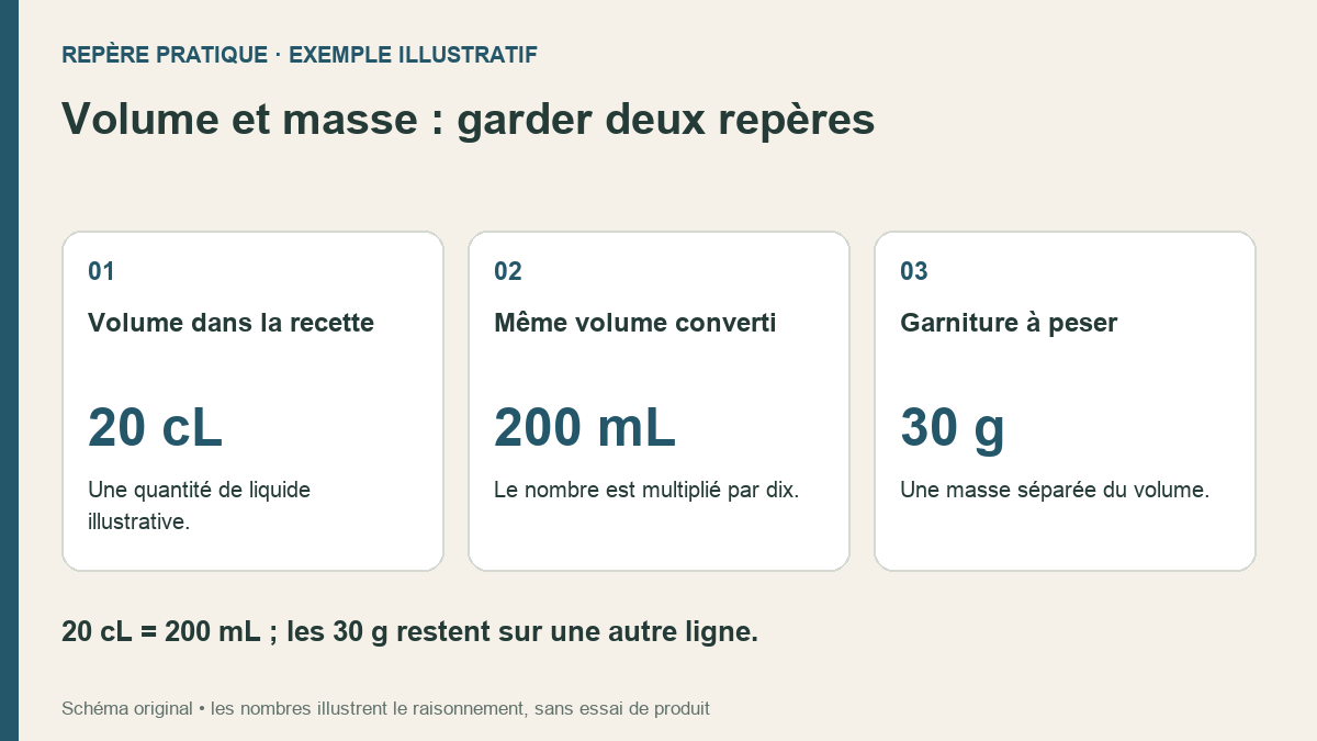 Boissons et garnitures : garder les centilitres séparés des grammes
